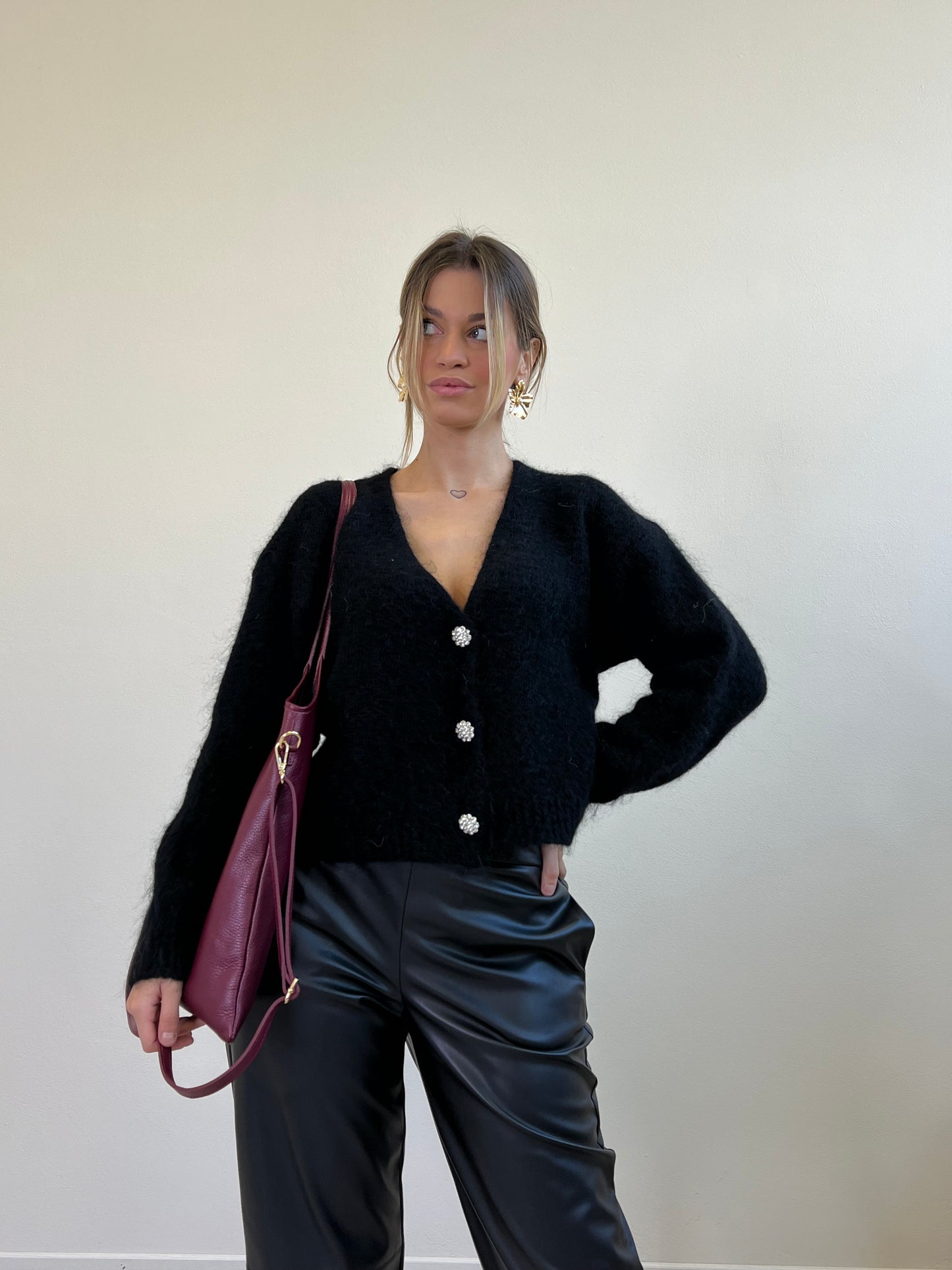 CLIO CARDIGAN MOHAIR NERO