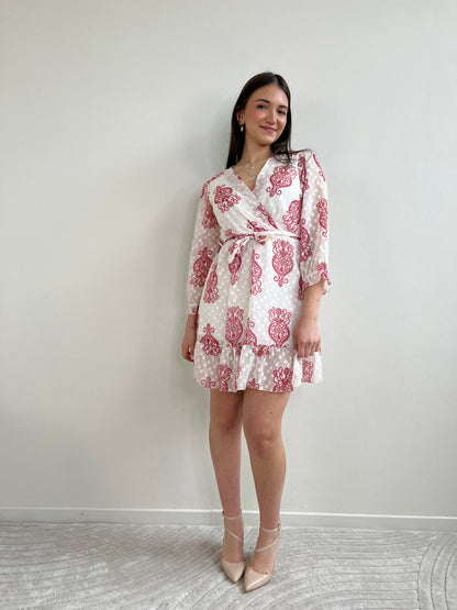 REBECCA MINI DRESS STAMPA ROSSO