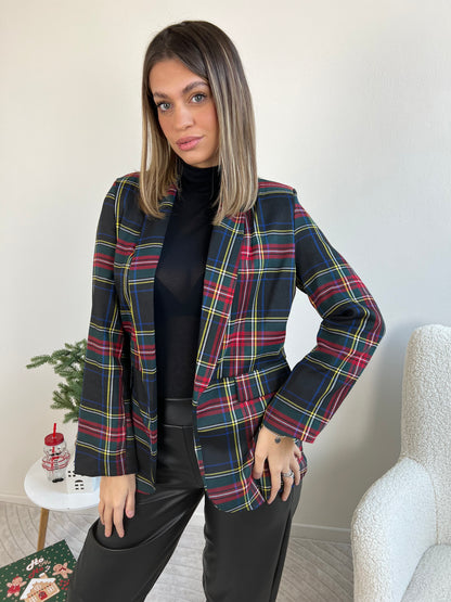 GIACCA TARTAN FONDO NERO