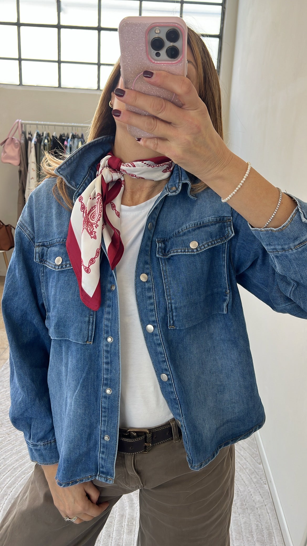 FOULARD STAMPA CACHEMIRE ROSSO E BIANCO