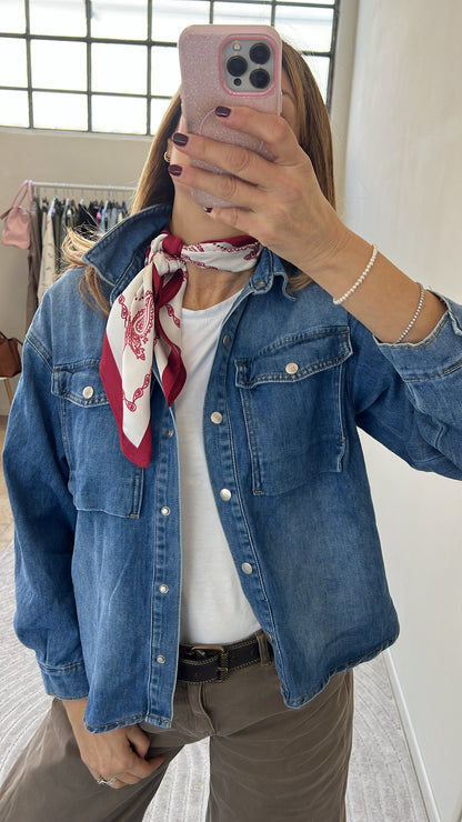 FOULARD STAMPA CACHEMIRE ROSSO E BIANCO