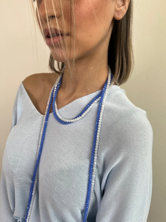 COLLANA LUNGA SFACCETTATA BLU MARE