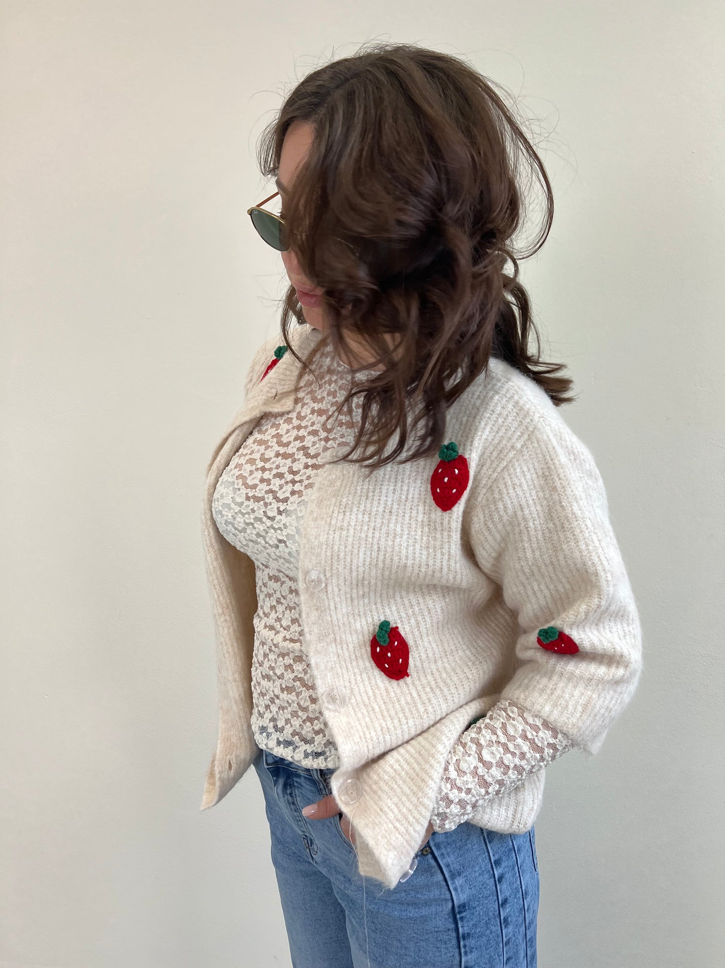 MAGLIA IN PIZZO PANNA