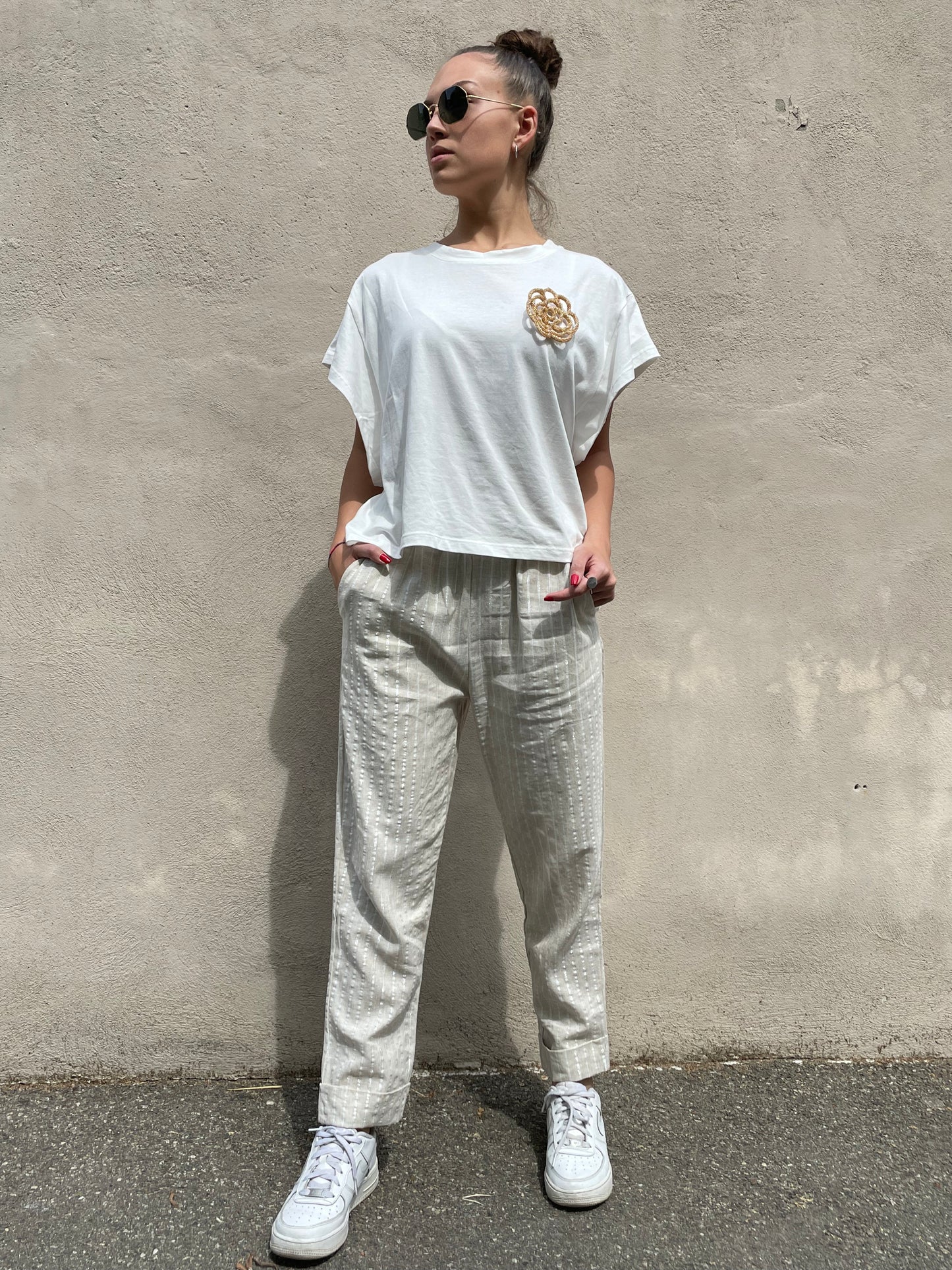 Pantaloni riga lurex