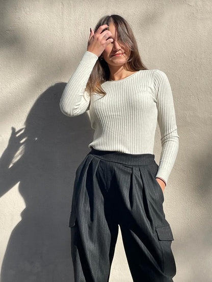 Pantaloni cargo gessati